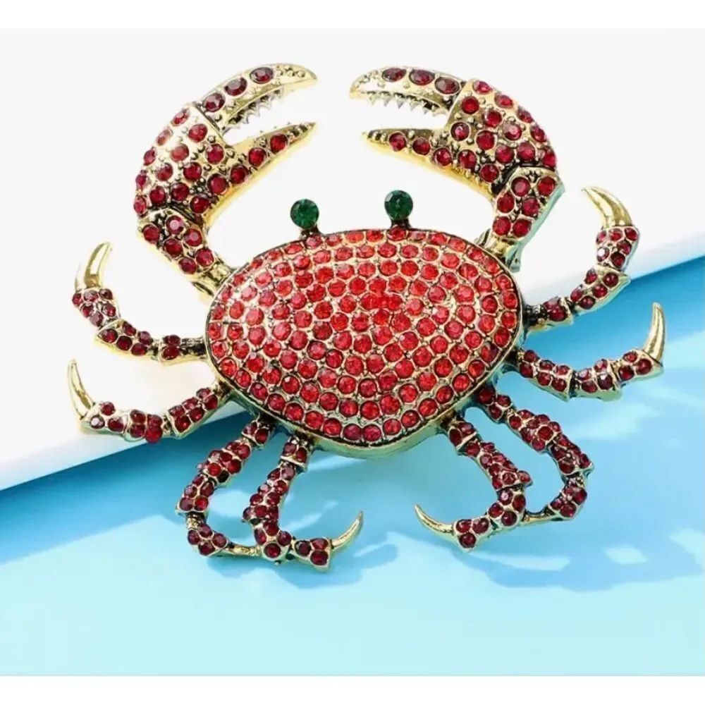 🦀 NEW Stunning exquisite red crystal crab brooch 🦀